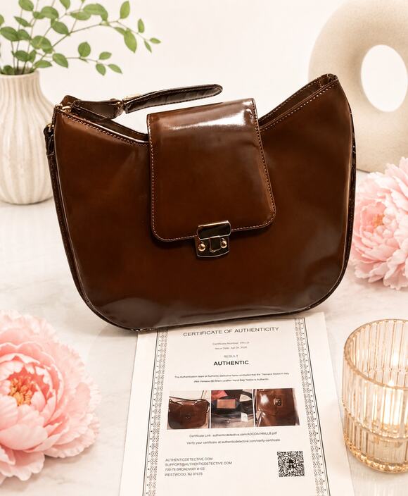 Versace Handbags - Versace Leather Shoulder Bag in Dark Brown with COA
